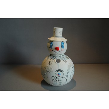 Christmas Decoration - Snowman on a candle, in white decor www.sklenenevyrobky.cz