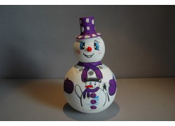 Christmas Decoration - Snowman on a candle, in purple decor www.sklenenevyrobky.cz