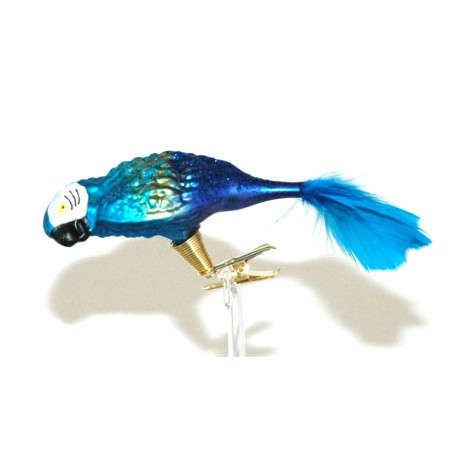 Weihnachtsschmuck Papagei zu Blau www.sklenenevyrobky.cz