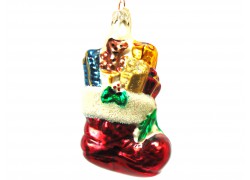 Christmas ornament, stocking with gifts www.sklenenevyrobky.cz