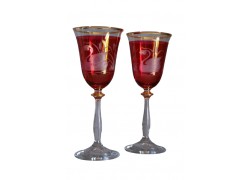 Weinglas, 2 Stück, Dekorschwan, 250ml, in rot  www.sklenenevyrobky.cz