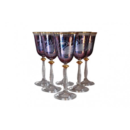Weinglas, 6 Stück, Dekorschwan, in blau, 250ml  www.sklenenevyrobky.cz