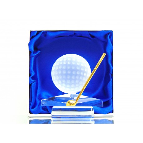 Golfball mit Golfschläger www.sklenenevyrobky.cz