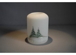 Vánoční svícen cylindr lux motiv 7x9cm bílý
