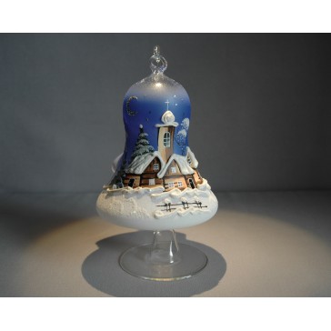 Glocke auf einer Kerze 12 cm mit einem Ständer, in blau, www.sklenenevyrobky.cz