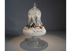 Zvon na sviečku 12cm so stojanom, v bielej farbe www.sklenenevyrobky.cz