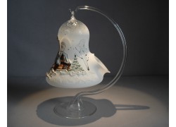 Bell on a candle 12cm with a stand, in white www.sklenenevyrobky.cz