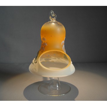 Bell auf einer Kerze 12 cm mit einem Ständer, in Orange, www.sklenenevyrobky.cz