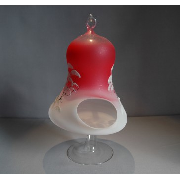 Vianočný zvon na sviečku 15cm so stojanom, v červenej farbe www.sklenenevyrobky.cz
