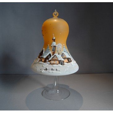 Zvon na sviečku 15cm so stojanom, v oranžovej farbe www.sklenenevyrobky.cz