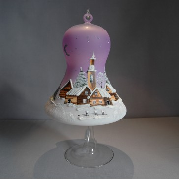 Bell on a candle 15cm with a stand, purple www.sklenenevyrobky.cz