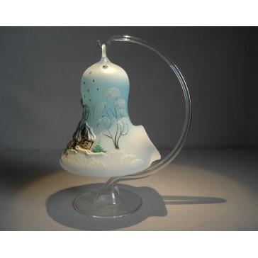 Bell on a candle 12cm, light blue www.sklenenevyrobky.cz