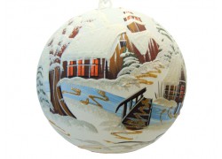 Vánoční koule s vánoční malbou 20 cm www.sklenenevyrobky.cz
