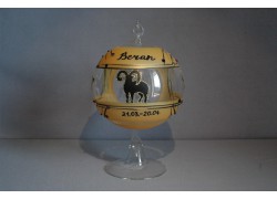 Balls on a candle 12cm, with a stand, zodiac sign Aries www.sklenenevyrobky.cz