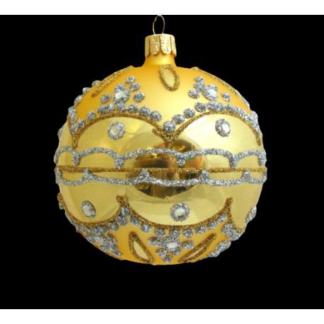 Christmas ball 8 cm decorated with glass stones www.sklenenevyrobky.cz