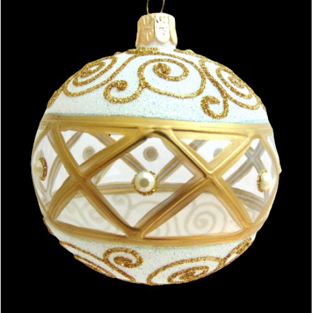 Christmas ball 8 cm decorated with glass stones www.sklenenevyrobky.cz