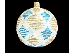 Christmas ball 10 cm decorated with dusting and painting www.sklenenevyrobky.cz