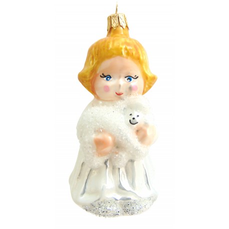 Christmas ornament Doll with a sheep www.sklenenevyrobky.cz