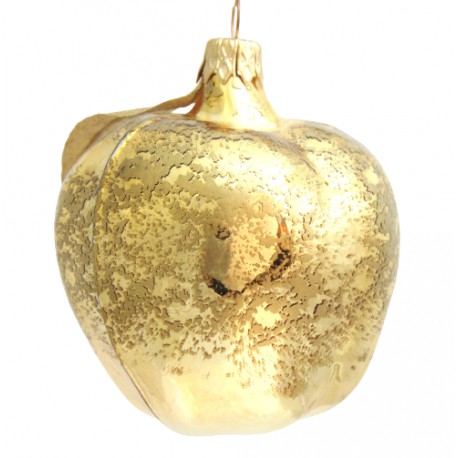 Vánoční ozdoba, zlaté jablko www.sklenenevyrobky.cz