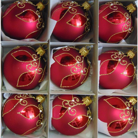 Christmas balls set of 9 pieces, balls 7 cm www.sklenenevyrobky.cz