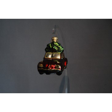 Christmas car ornament with Christmas tree, VW Beetle www.sklenenevyrobky.cz