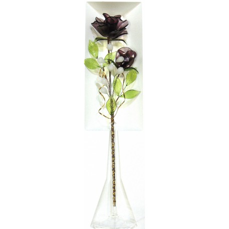 Rose flower purple in the stand   www.bohemia-glass-products.com