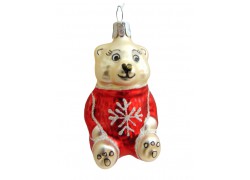 Christmas ornament, Teddy bear with snowflake www.sklenenevyrobky.cz