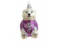 Christmas ornament, Teddy bear with snowflake www.sklenenevyrobky.cz