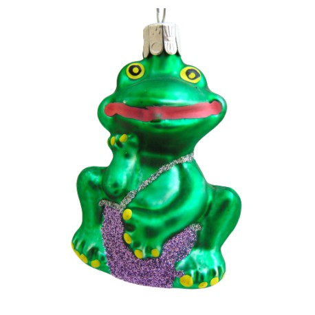 Christmas ornament frog in red swimsuit www.sklenenevyrobky.cz