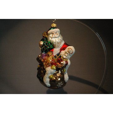 Christmas ornament Santa Claus flying with gifts to you www.sklenenevyrobky.cz