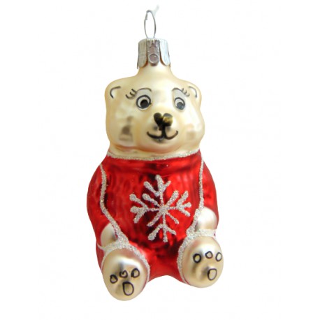 Christbaumschmuck, Teddybär mit Schneeflocke