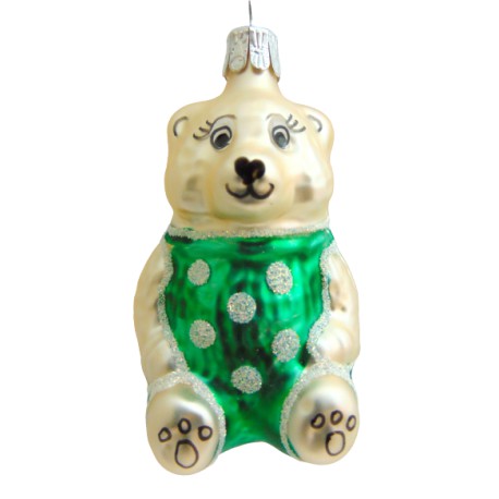 Christmas ornament, Teddy bear www.sklenenevyrobky.cz