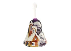 Glass Christmas bell with winter decorations www.sklenenevyrobky.cz