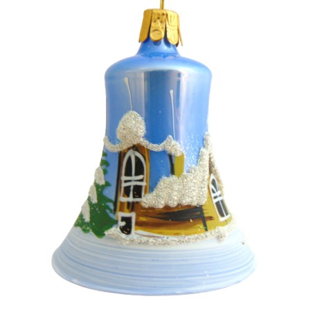 Christmas bell  light blue www.sklenenevyrobky.cz