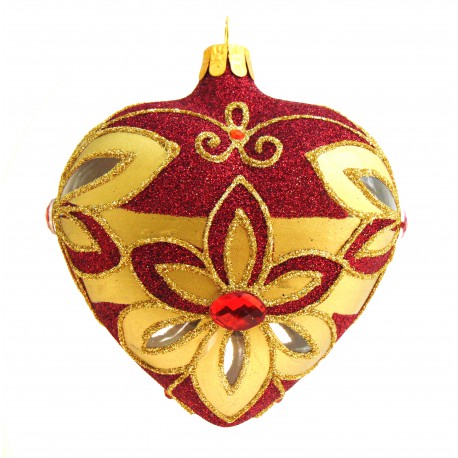 Christmas Ornament Heart Decorated 10cm glass  www.sklenenevyrobky.cz
