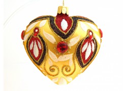 Christmas Ornament Heart Decorated 10cm glass  www.sklenenevyrobky.cz