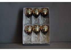 Aperitif glasses, 6 pcs, gilded and enamel, in ruby www.sklenenevyrobky.cz