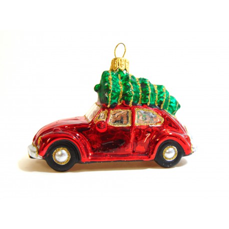Christmas glass ornaments  car with the tree www.sklenenevyrobky.cz