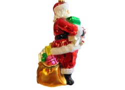 Christmas glass ornament Santa Claus with the gifts  www.sklenenevyrobky.cz