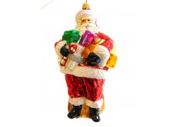Christmas glass ornament Santa Claus with the gifts  www.sklenenevyrobky.cz