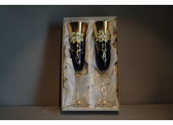 Gläser Champagner, 2 Stück, vergoldet und verziert, blau www.sklenenevyrobky.cz