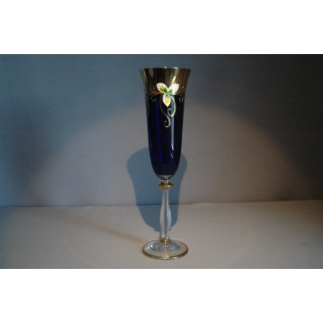 Champagne glass 190ml enamel, gold-plated, cobalt blue www.bohemia-glass-products.com