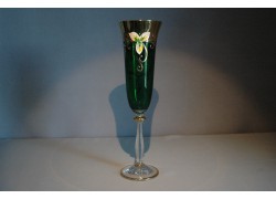 Champagne glass 190ml enamel, gilded, malachite green www.bohemia-glass-products.com