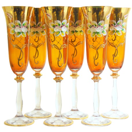 Glass Angela 190ml 6pcs enamelled Champagne glasses www.sklenenevyrobky.cz