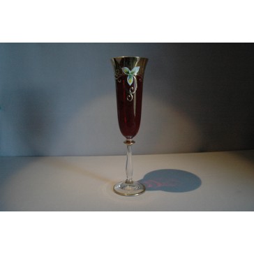 Champagne glass 190ml enamel, gold-plated, ruby red www.bohemia-glass-products.com