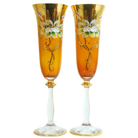 Glass Angela 190ml 2pcs enamelled Champagne glasses  www.sklenenevyrobky.cz