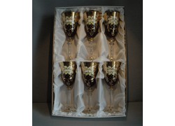 Wine glass, 6 pcs, gilded and enamel, in ruby www.sklenenevyrobky.cz