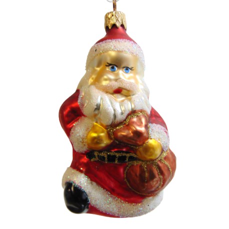 Christmas glass ornament Santa Claus with a sack full of presents  www.sklenenevyrobky.cz