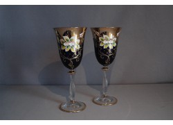 Glasses for wine, 2 pieces, gilded and decorated, blue  www.sklenenevyrobky.cz