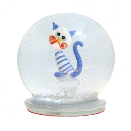 Sněžící koule kočka www.sklenenevyrobky.cz